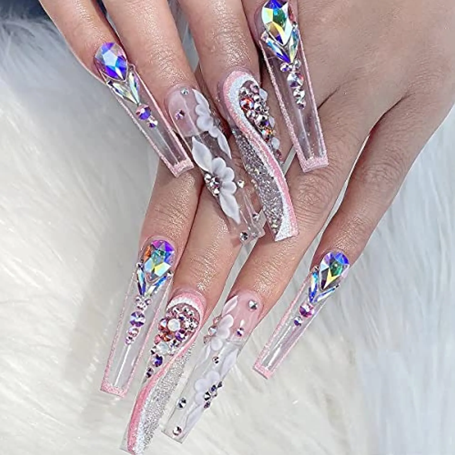 Nail Art AB Crystals Rhinestones Set - 3100pcs lridescent Nail Gems Diamonds Flatback Jewels for Nails Design, 12 Types of 600 Special-Shaped Diamonds   2500 Flat-Bottomed Rhinestones Kit